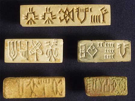 The excavation of the Harrapan Civilization brought out seals buried in Earth, made of soapstone, terracotta, and copper.